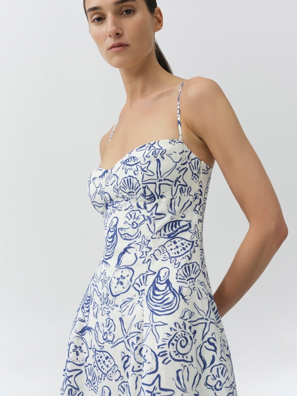 Simkhai Analise Linen Bustier Midi Dress - Picture 2 of 6